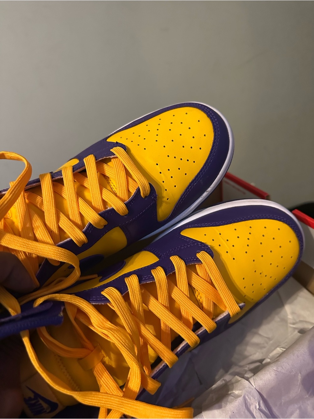 Nike Yellow and Purple Low-Top Sneakers